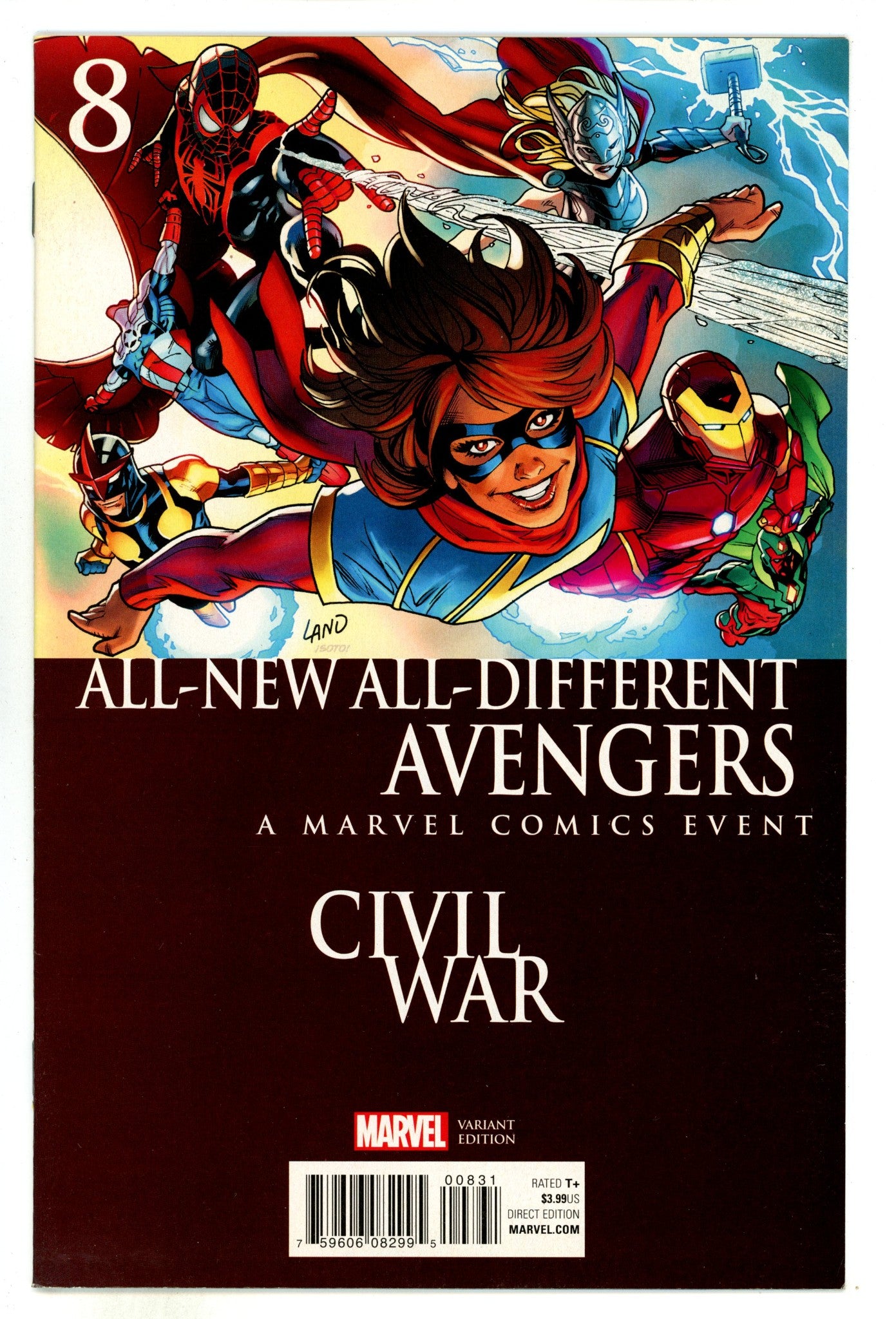 All-New, All-Different Avengers Vol 1 8  High Grade  (2016) Land  Variant  