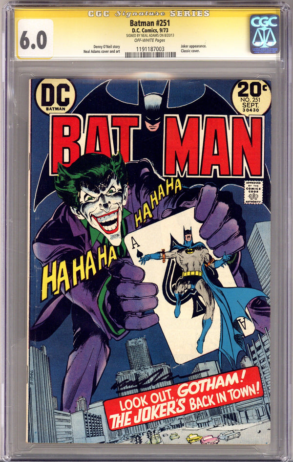 Batman Vol 1 251 CGC 6.0 (FN) (1973) Signed x1 Cover Neal Adams