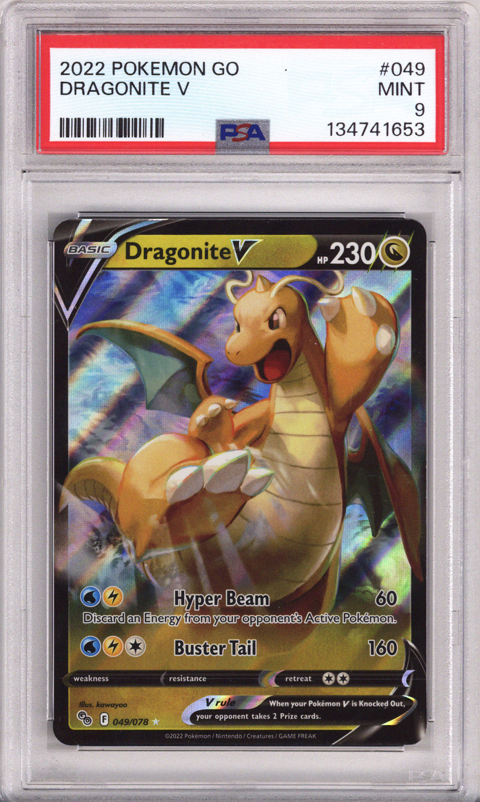 Pokemon Pokemon Go Dragonite V PSA Mint 9 (2022)