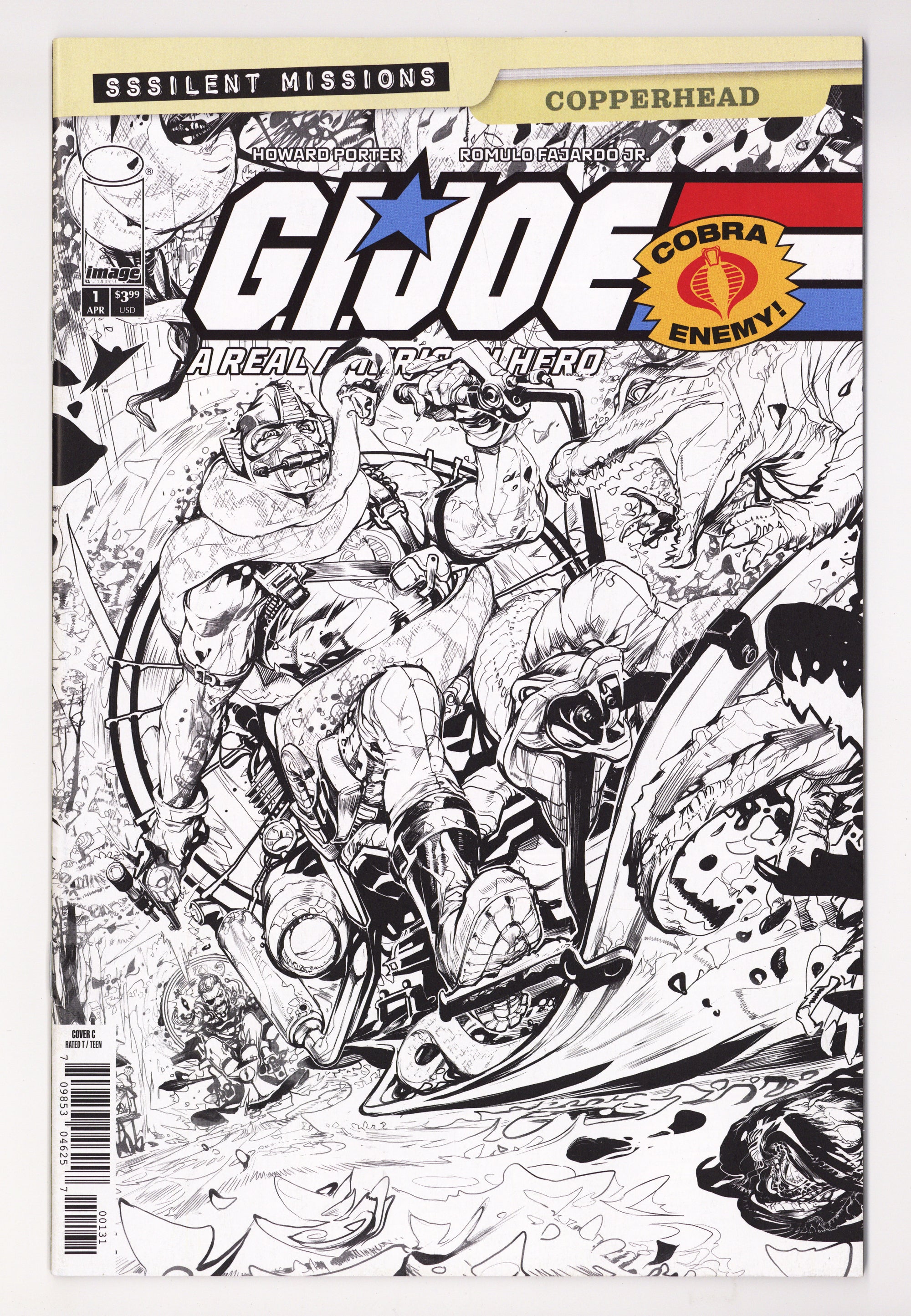 G.I. Joe: A Real American Hero Sssilent Missions Copperhead   1  VF+ (8.5)   (2026) Porter B&W   Incentive Variant  
