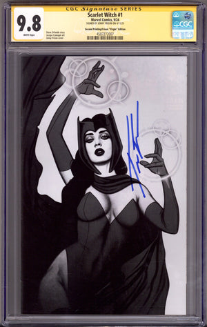 Scarlet Witch Vol 4 1 CGC 9.8 (NM/M) 2nd Print (2024) Frison B&W Virgin Incentive Variant Signed x1 Cover Jenny Frison