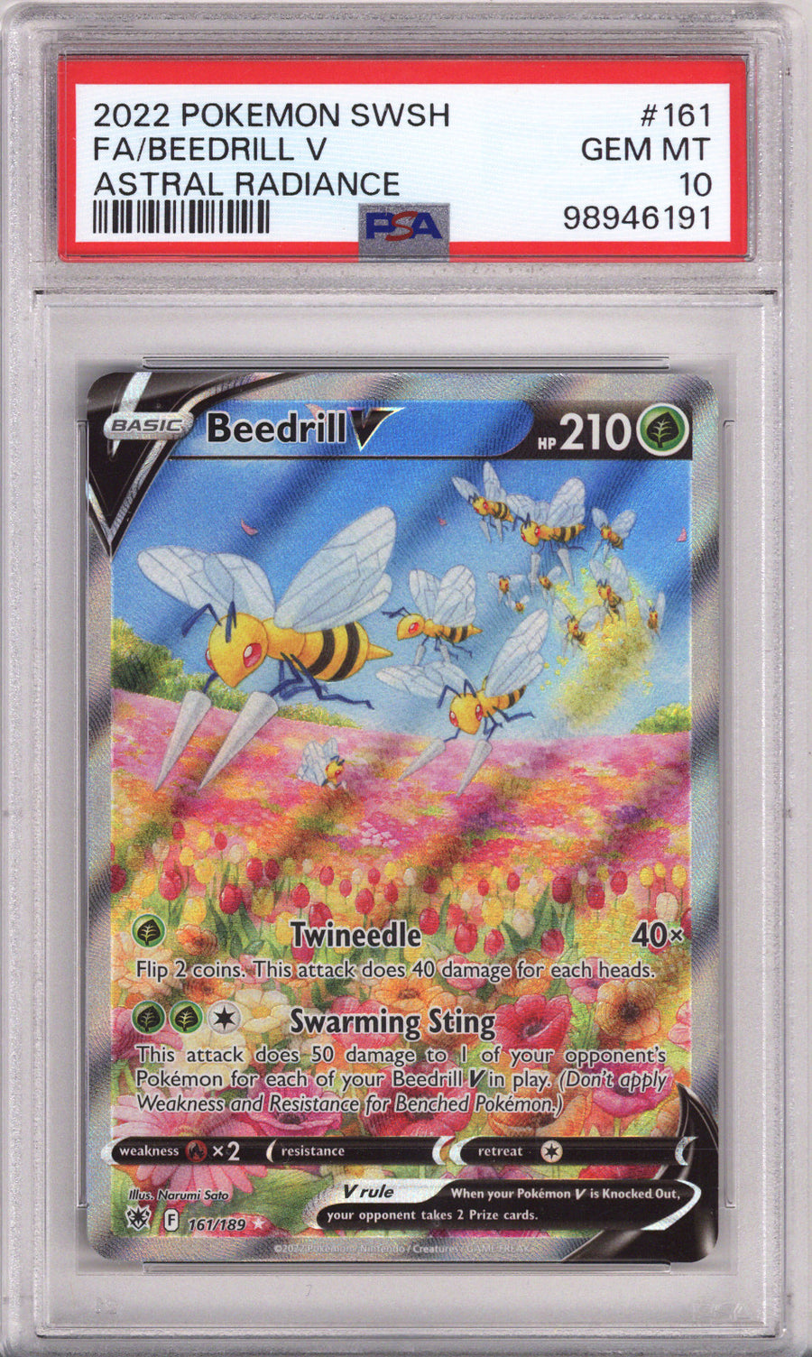 Pokemon Astral Radiance Full Art Beedrill V PSA Gem Mint 10 (2022)