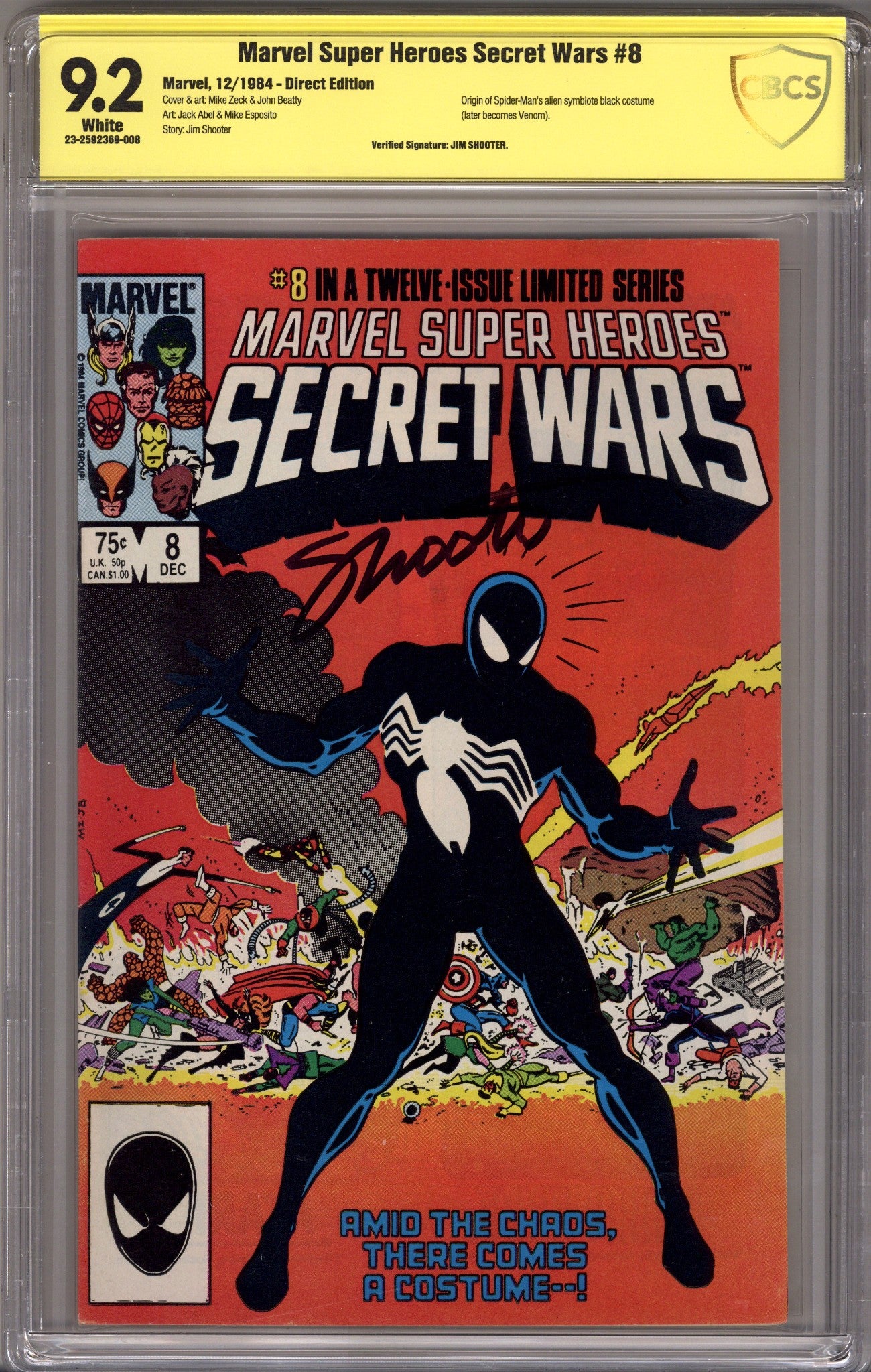 Marvel Super-Heroes Secret Wars   8 CBCS 9.2 (NM-)   (1984)        Signed x1 Cover Jim Shooter 