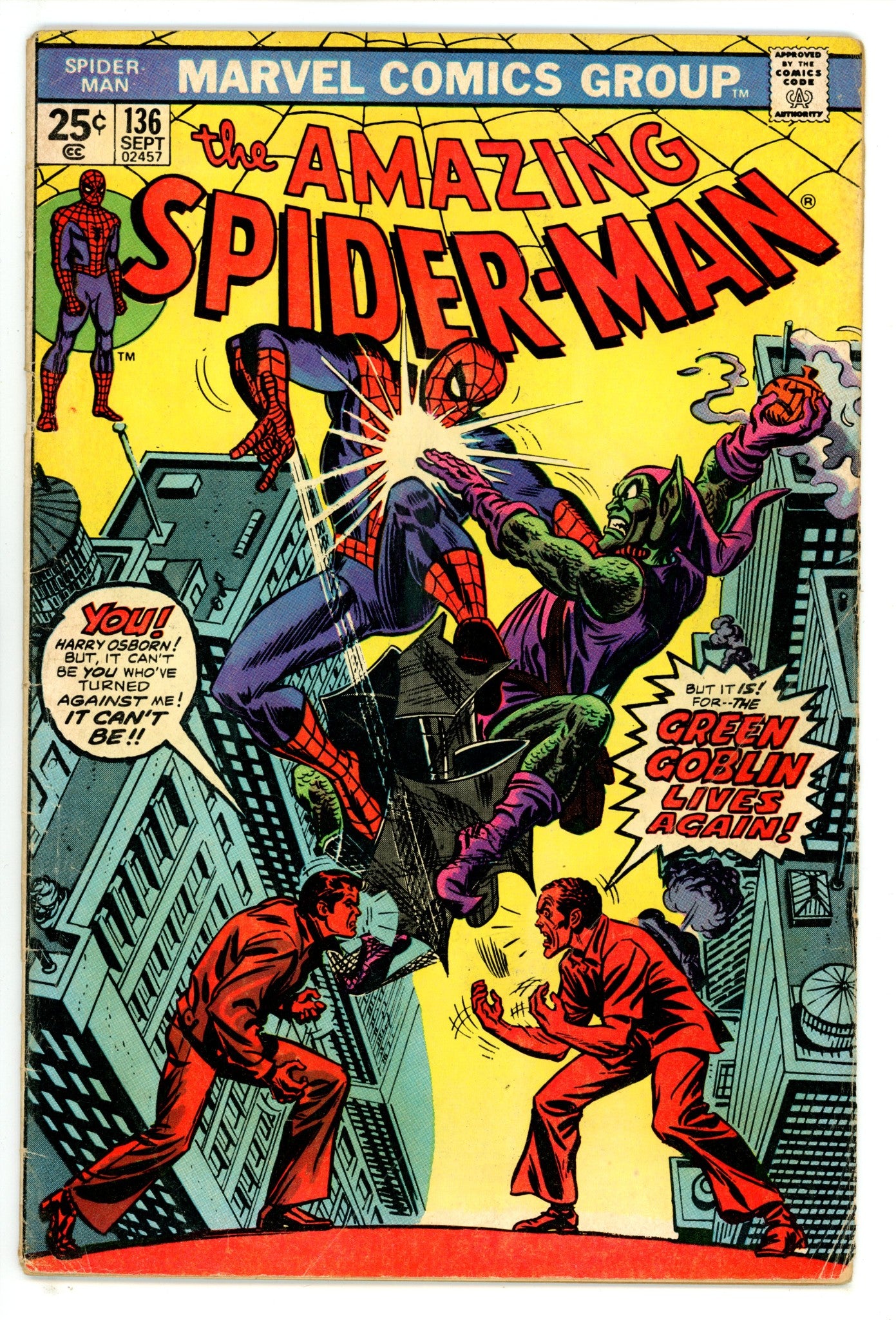 The Amazing Spider-Man Vol 1 136 VG- (3.5) No MVS, Mark Jewellers (1974) 