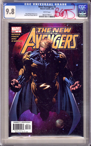 New Avengers Vol 1 3 CGC 9.8 (NM/M) (2005) Signed x1 On Case Brian Michael Bendis