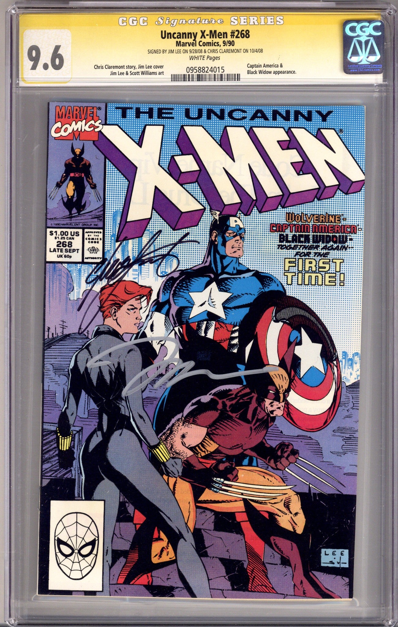The Uncanny X-Men Vol 1 268 CGC 9.6 (NM+) (1990) Signed x2 Cover Jim Lee & Chris Claremont 