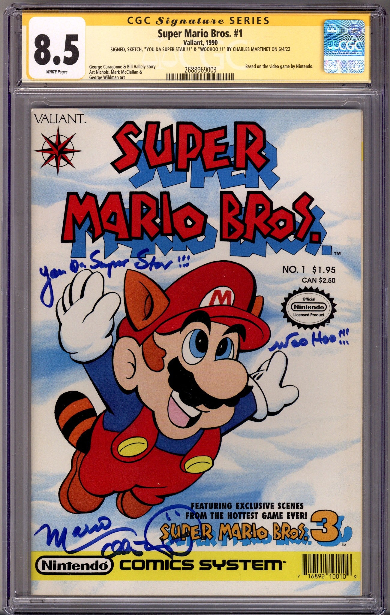 Super Mario Bros. 1 CGC 8.5 (VF+) (1990) Signed / Remarked x1 Cover Charles Martinet