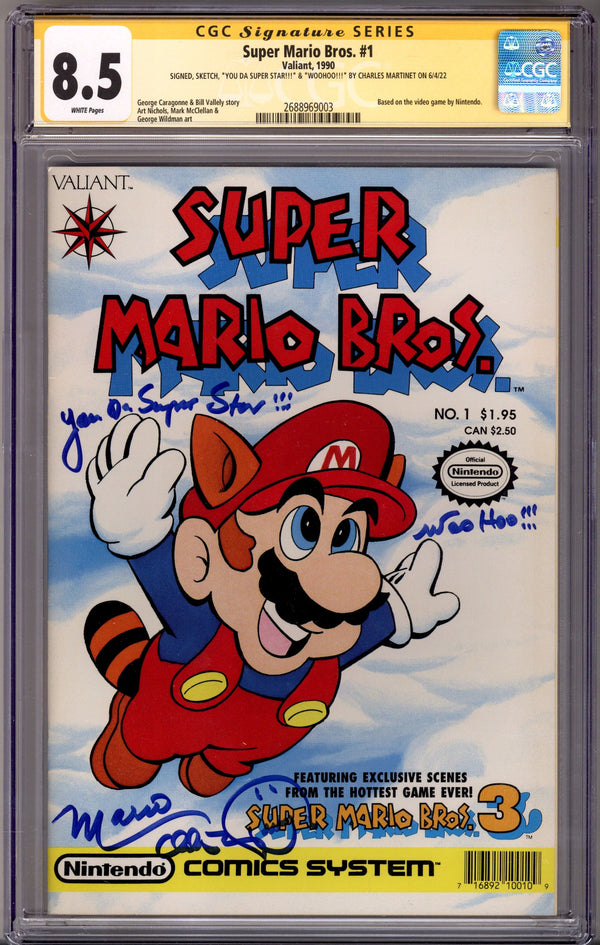 Super Mario Bros. 1 CGC 8.5 (VF+) (1990) Signed / Remarked x1 Cover Charles Martinet