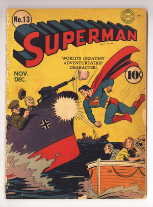 Superman Vol 1 13 PR (0.5) Trimmed, Removed From Bound Vol, Front Cvr Det. (1941)
