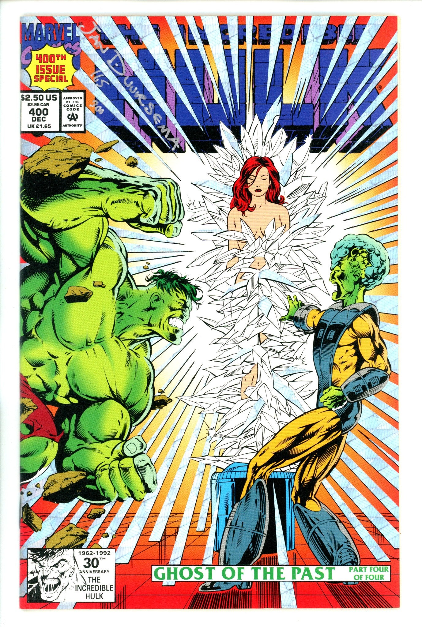 The Incredible Hulk Vol 1 400 VF/NM (9.0) (1992) Signed x1 Cover Jan Duursema 