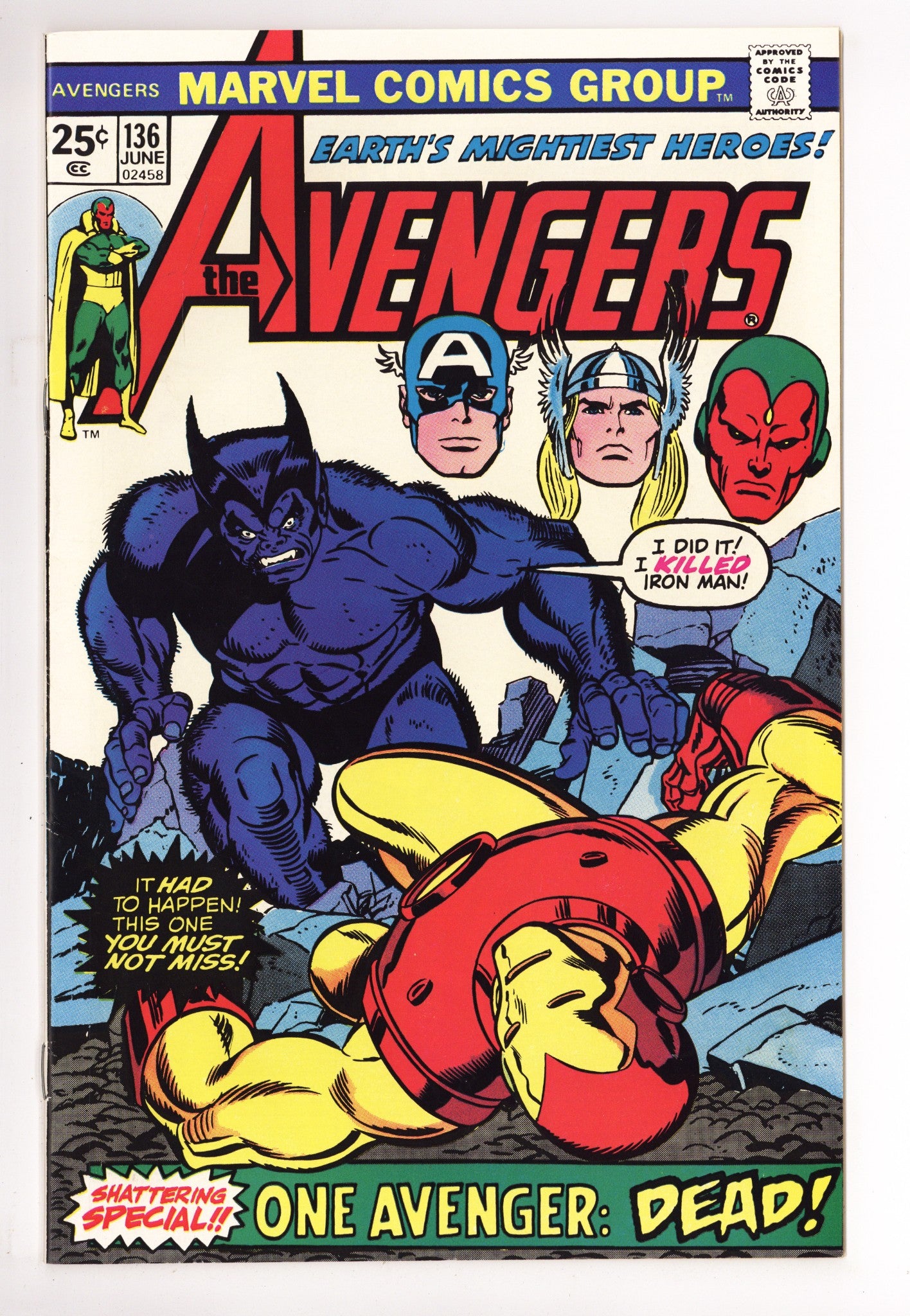 The Avengers Vol 1 136 VF (8.0) (1975) 