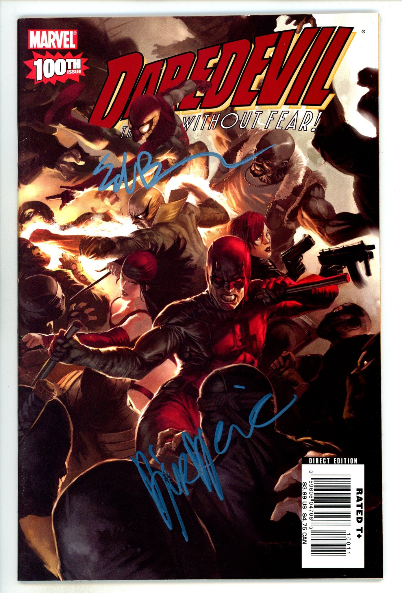 Daredevil Vol 2 100 VF (8.0) (2007) Signed x2 Cover Marko Djurdjević & Ed Brubaker 