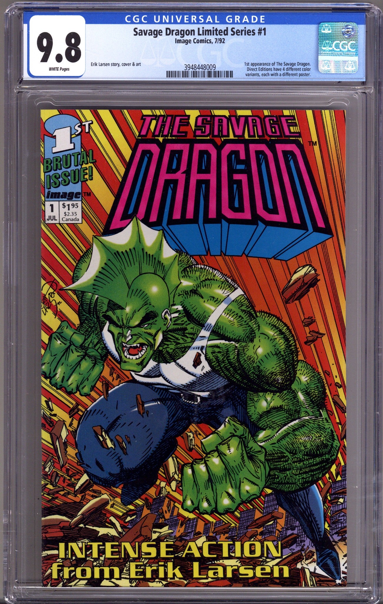 The Savage Dragon Vol 1 1 CGC 9.8 (NM/M) Blue Logo (1992) 