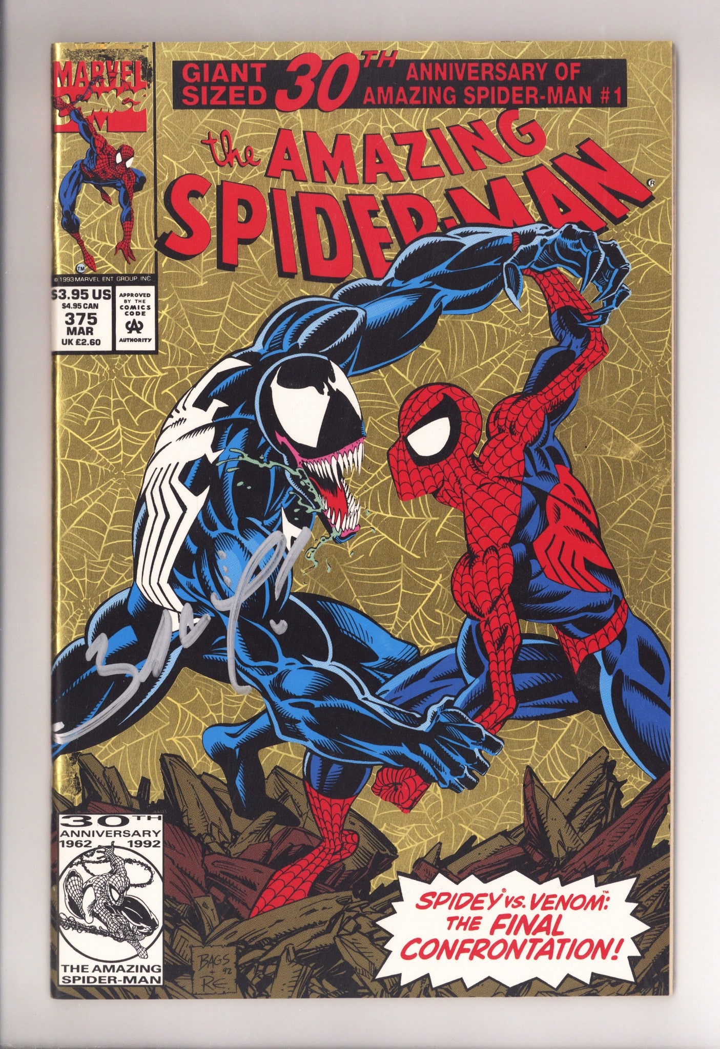 The Amazing Spider-Man Vol 1 375 VF/NM (9.0) (1993) Signed x1 Cover Mark Bagley 