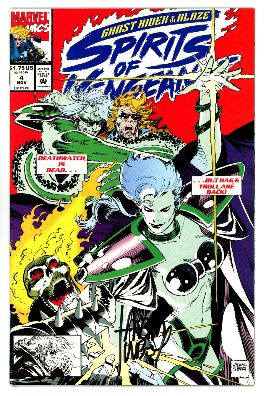 Ghost Rider / Blaze: Spirits of Vengeance 4 FN/VF Signed Adam Kubert (1992)