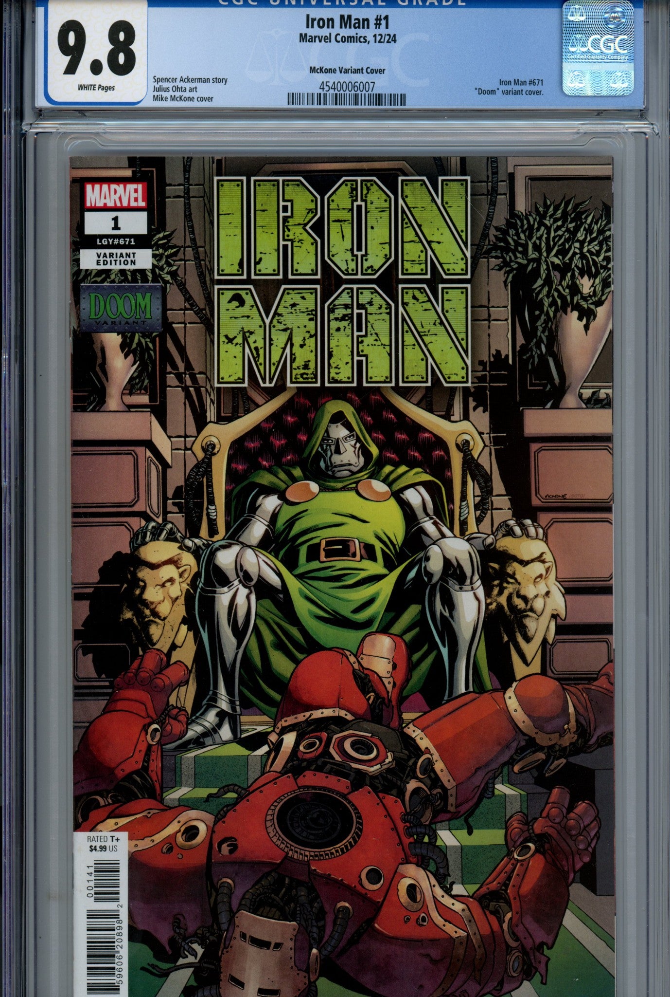 Iron Man Vol 7 1 CGC 9.8 (NM/M) (2024) McKone Variant 