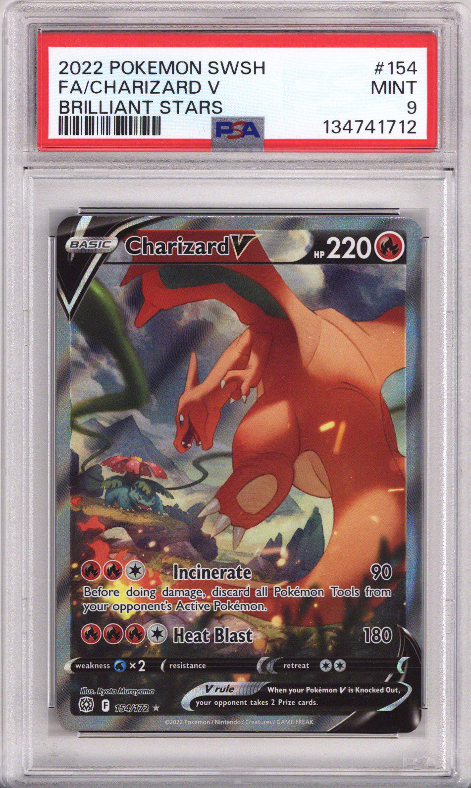 Pokemon Sword & Shield Brilliant Stars Full Art/Charizard V PSA Mint 9 (2022)