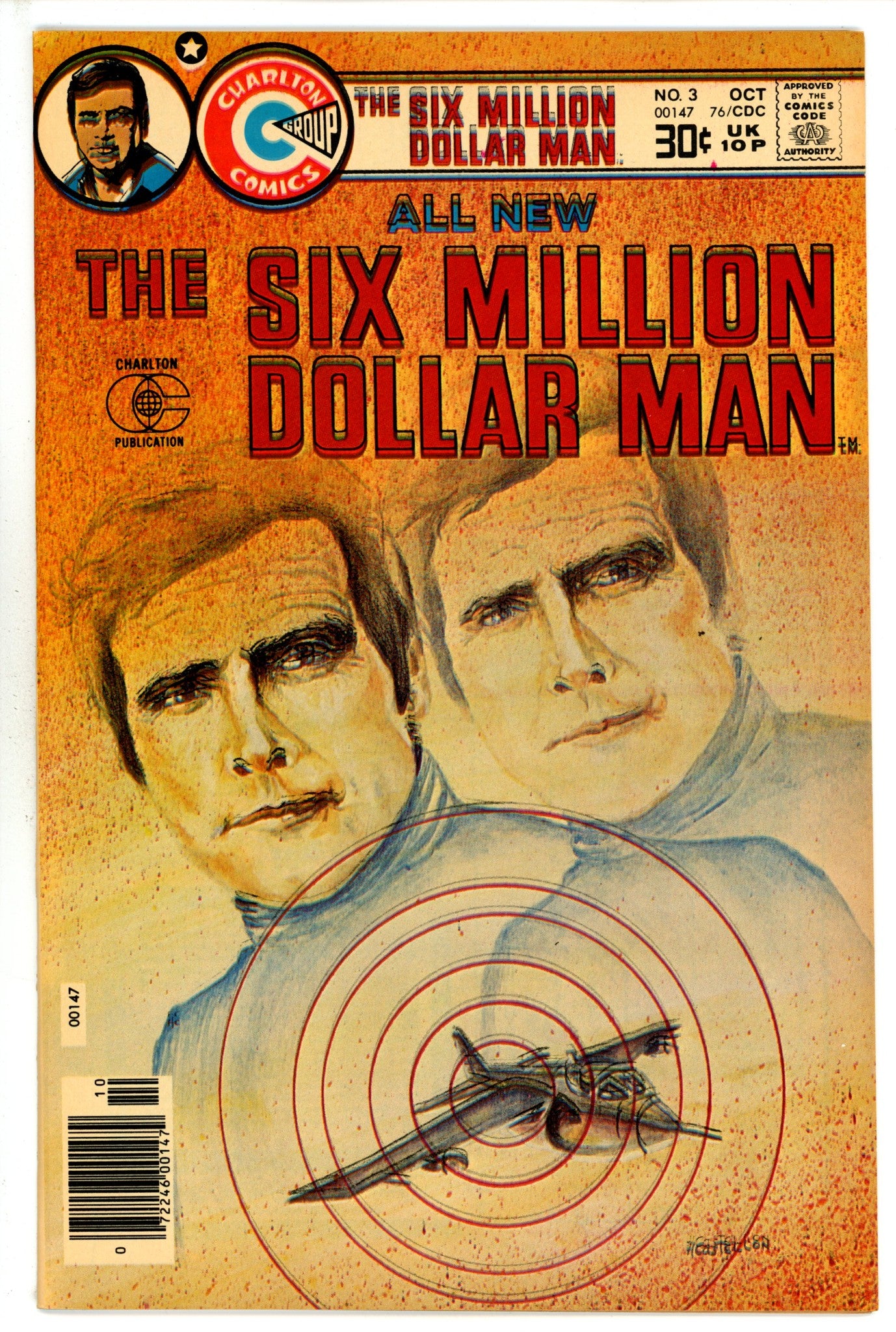 The Six Million Dollar Man 3 Error Printed Off Register VF+ (1976)