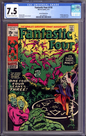 Fantastic Four Vol 1 110 CGC 7.5 (VF-) Green Printing Error (1971)