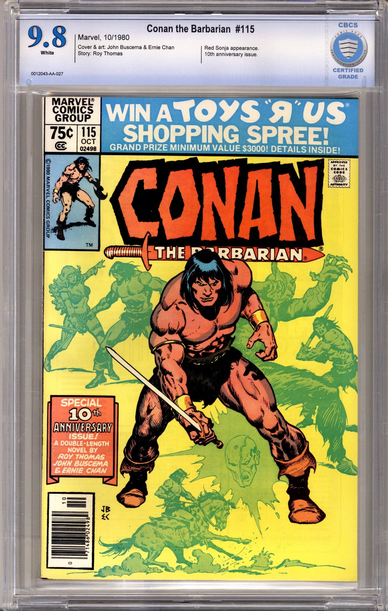 Conan the Barbarian Vol 1 115 CBCS 9.8 (NM/M) (1980) Newsstand 