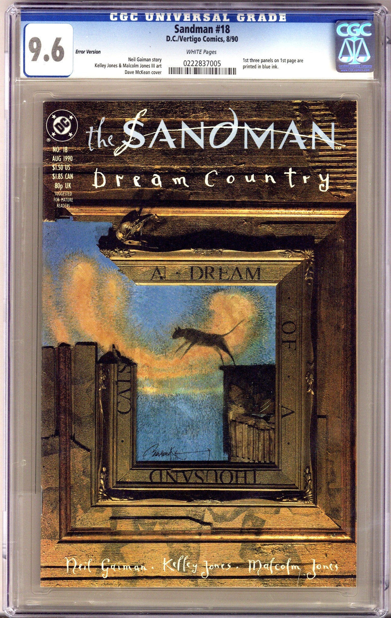 Sandman Vol 2 18 CGC 9.6 (NM+) Error Version (1990) 