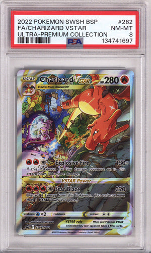 Pokemon Black Star Promo Sword & Shield Full Art/Charizard Vstar Sword & Shield Ultra-Premium Collection-Charizard PSA Near Mint-Mint 8 (2022)