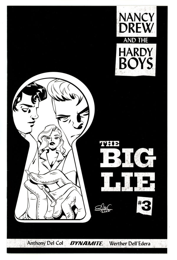 Nancy Drew and the Hardy Boys: The Big Lie 3 VF (8.0) (2017) Charretier B&W Incentive Variant