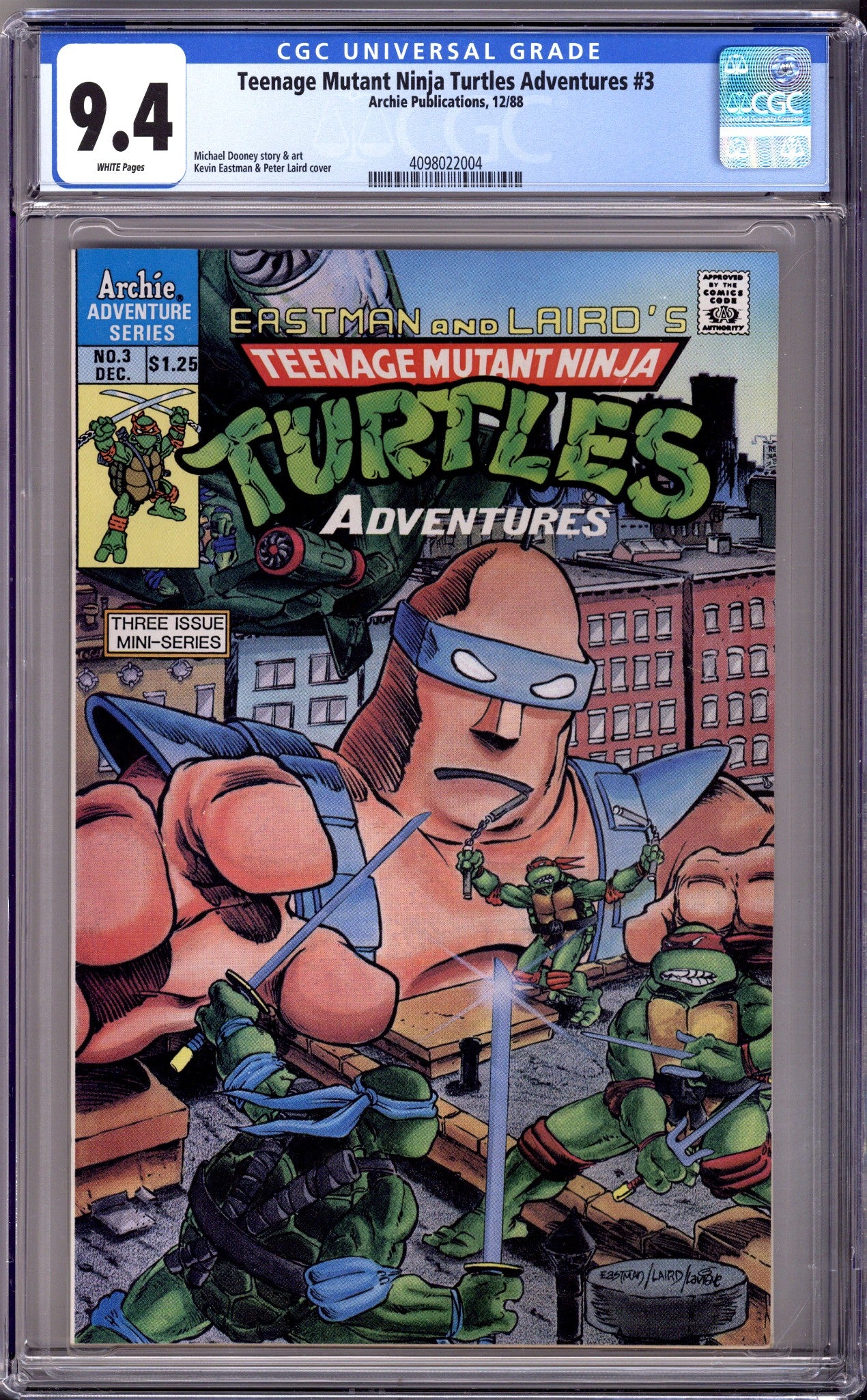 Teenage Mutant Ninja Turtles Adventures Vol 1 3 CGC 9.4 (NM) (1988) Canadian Price Variant 