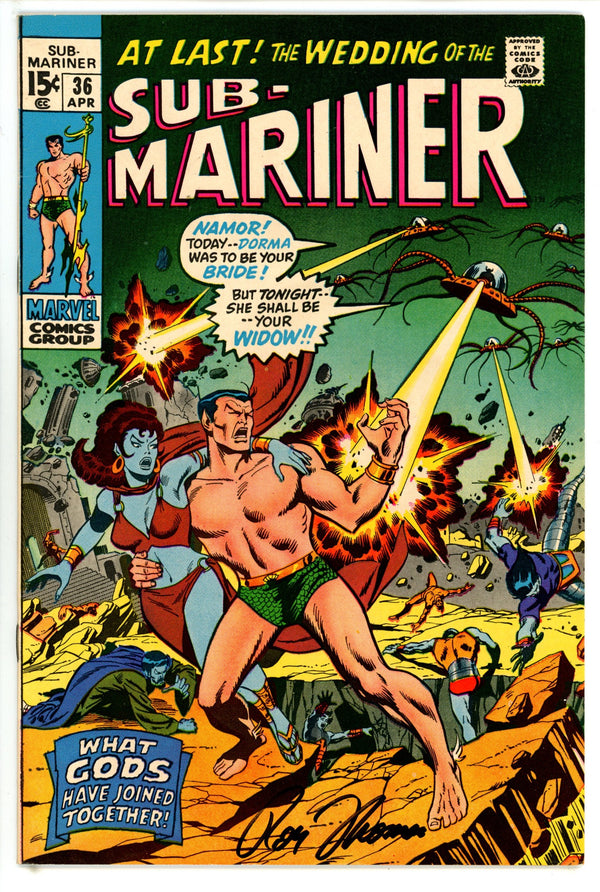 Sub-Mariner Vol 1 36 NM- Signed Roy Thomas (1971)
