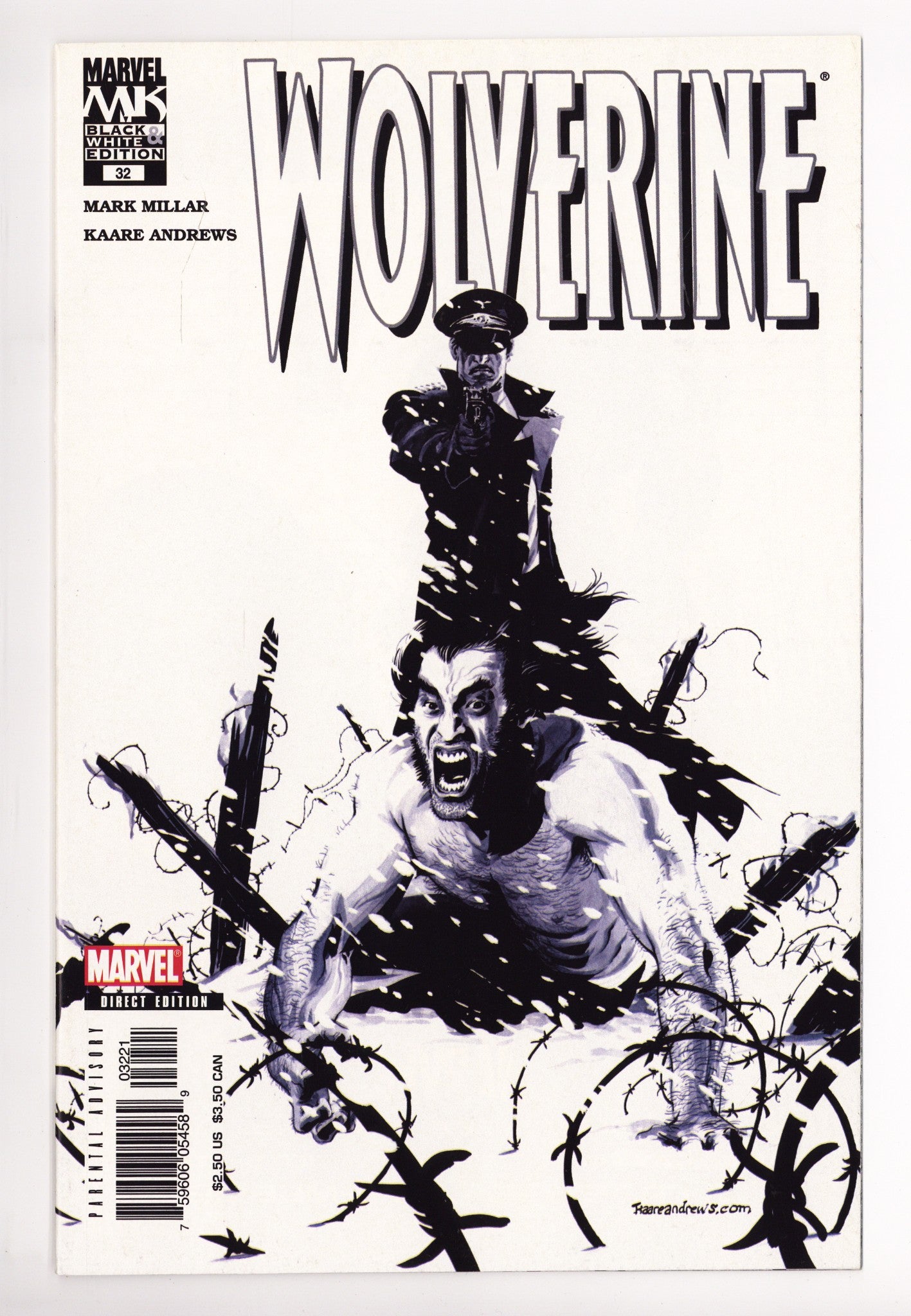 Wolverine Vol 3 32 High Grade (2005) Andrews B&W Variant 