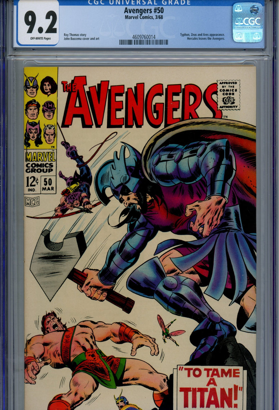 The Avengers Vol 1 50 CGC 9.2 (NM-) (1968) 
