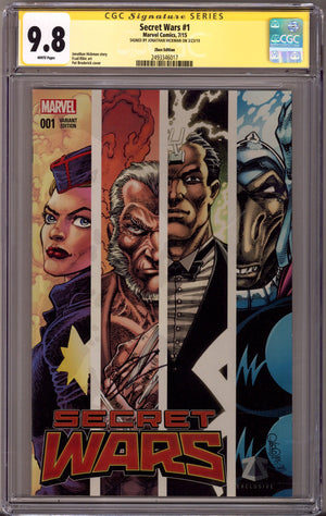Secret Wars 1 CGC 9.8 (NM/M) (2015) Broderick Exclusive Variant Signed x1 Cover Jonathan Hickman