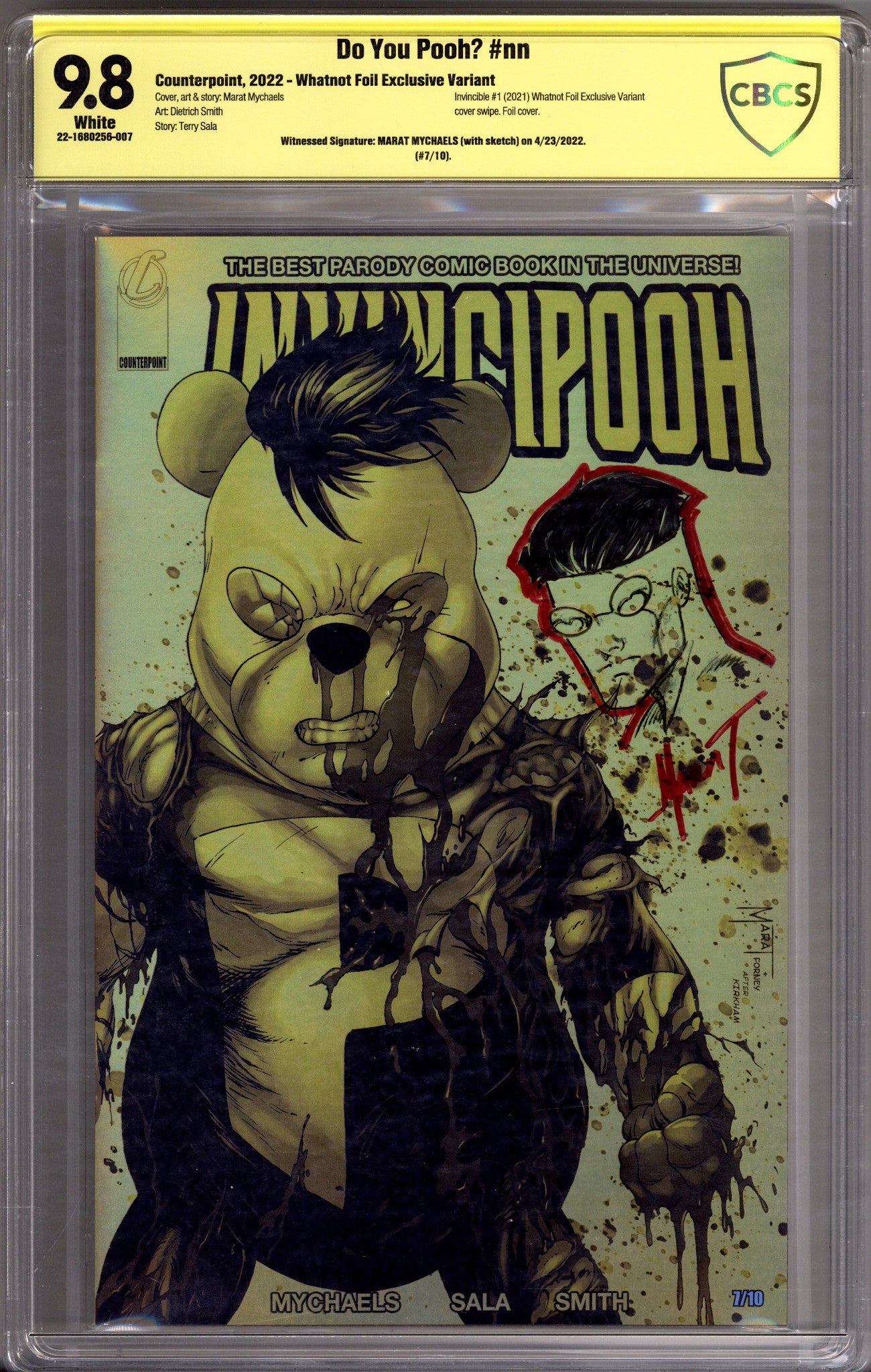 Do You Pooh? [nn] CBCS 9.8 (NM/M) (2022) Mychaels Invincipooh Exclusive Variant Signed / Remarked x1 Cover Marat Mychaels 