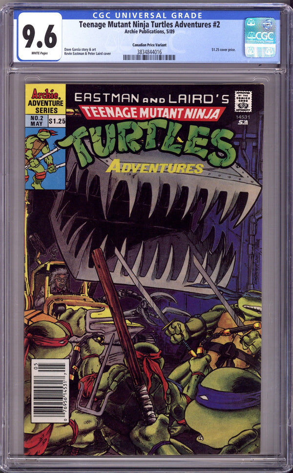 Teenage Mutant Ninja Turtles Adventures Vol 2 2 CGC 9.6 (NM+) (1989) Canadian Price Variant