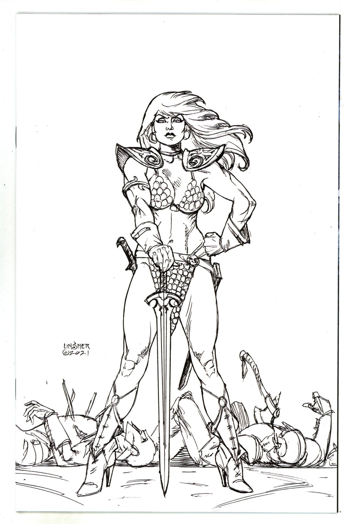 The Invincible Red Sonja 1 High Grade (2021) Linsner Virgin Sketch Incentive Variant 
