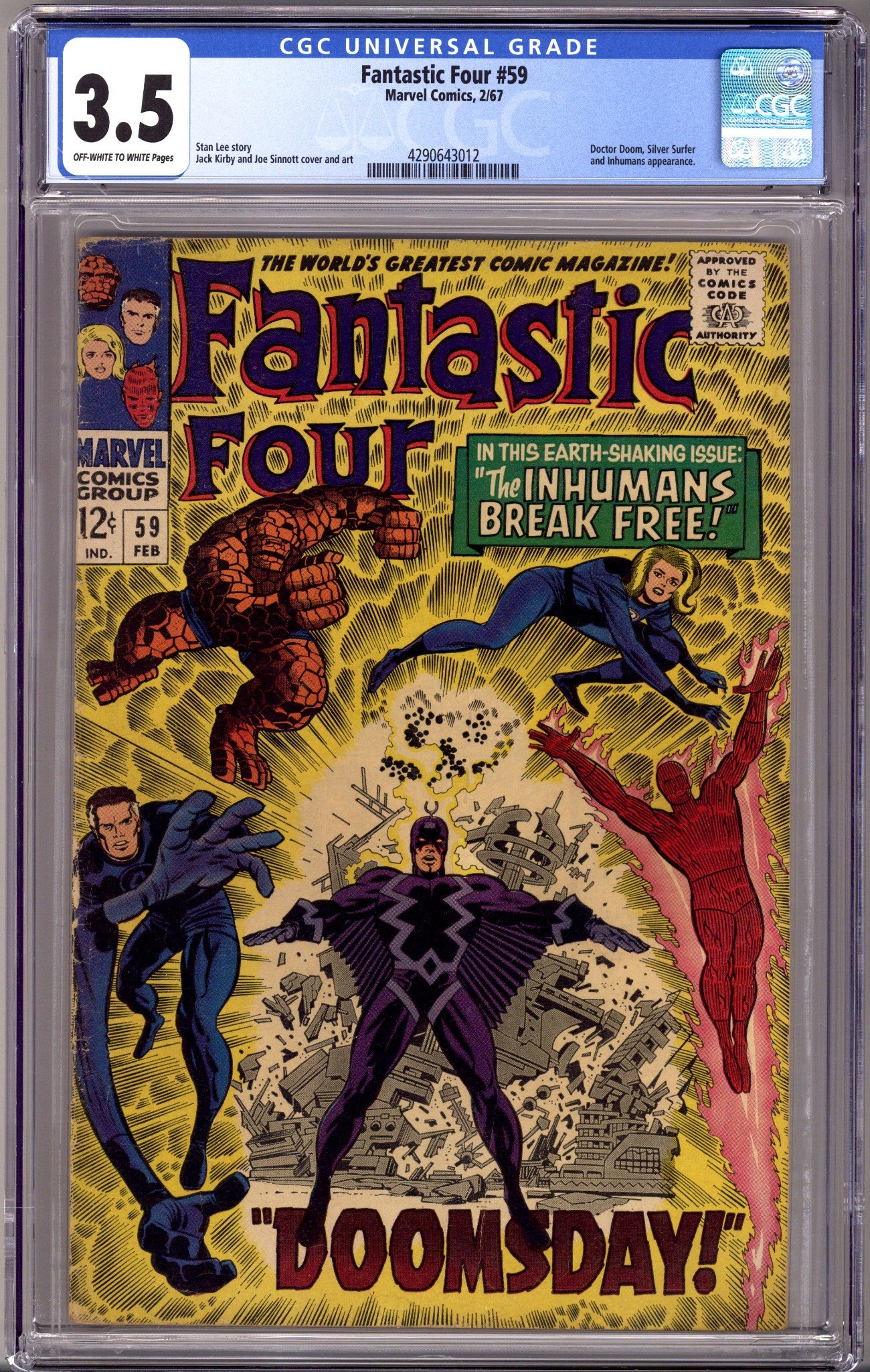Fantastic Four Vol 1 59 CGC 3.5 (VG-) (1967) 