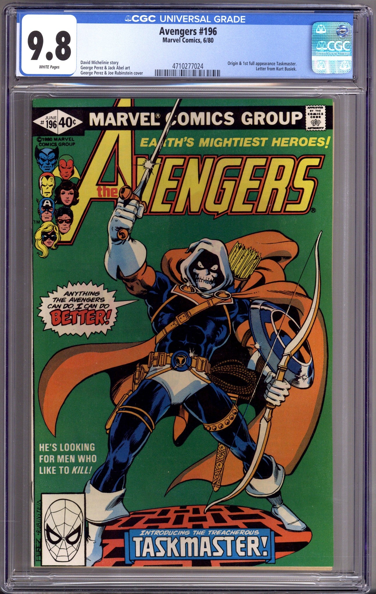 The Avengers Vol 1 196 CGC 9.8 (NM/M)   (1980)        