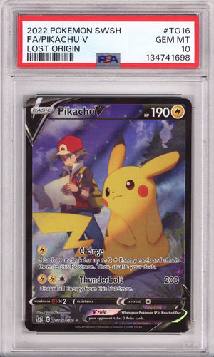 Pokemon Sword & Shield Lost Origin Full Art/Pikachu V PSA Gem Mint 10 (2022)