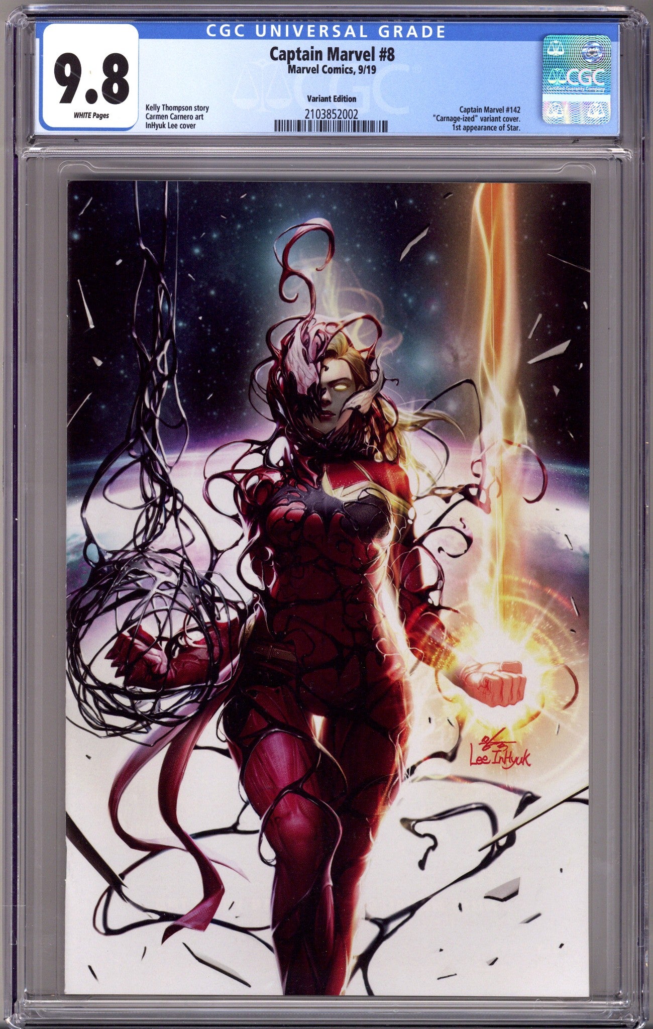 Captain Marvel Vol 11 8 (142) CGC 9.8 (NM/M) (2019) Lee Virgin Exclusive Variant 