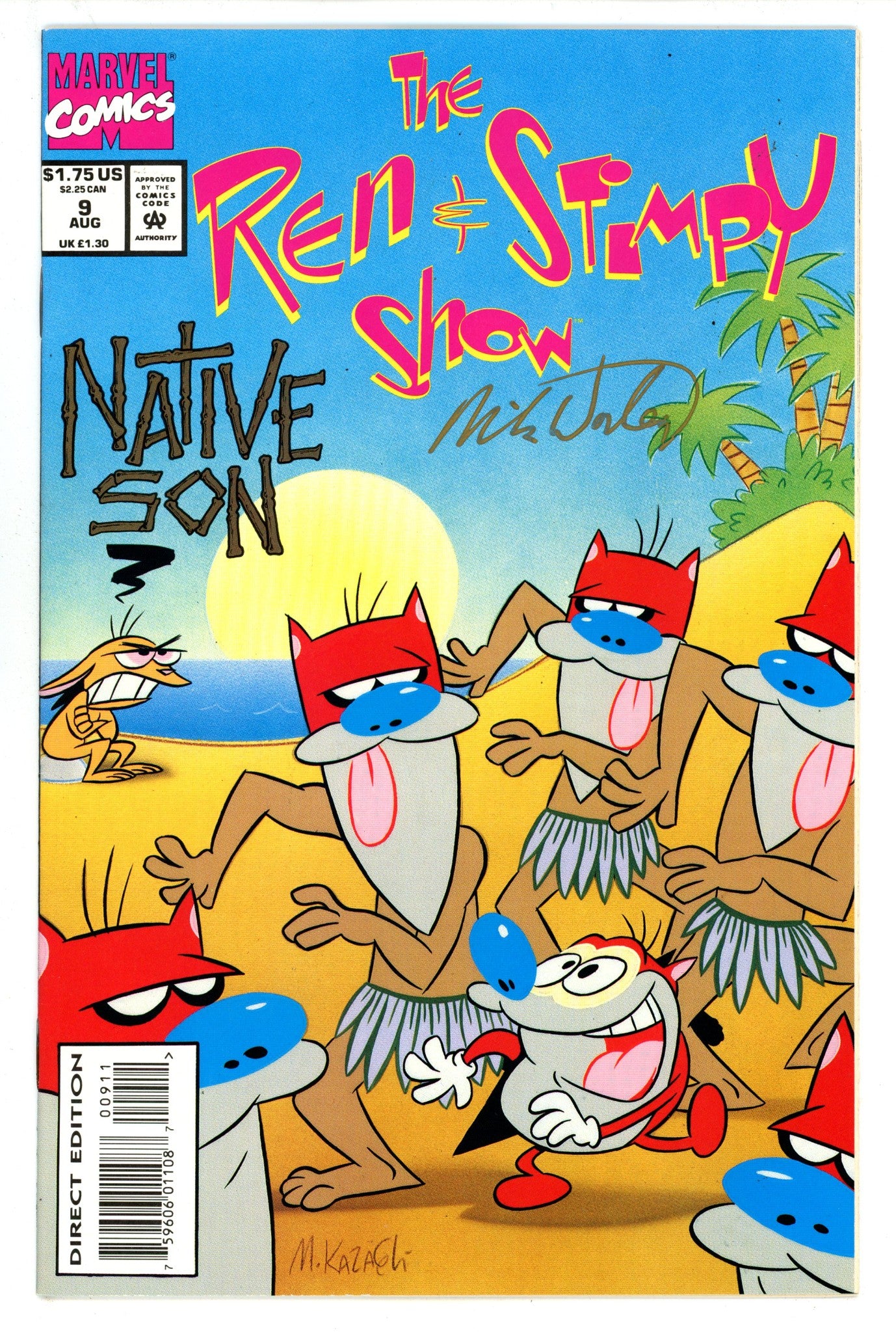 The Ren & Stimpy Show 9 NM- (9.2) (1993) Signed x1 Cover Mike Worley 