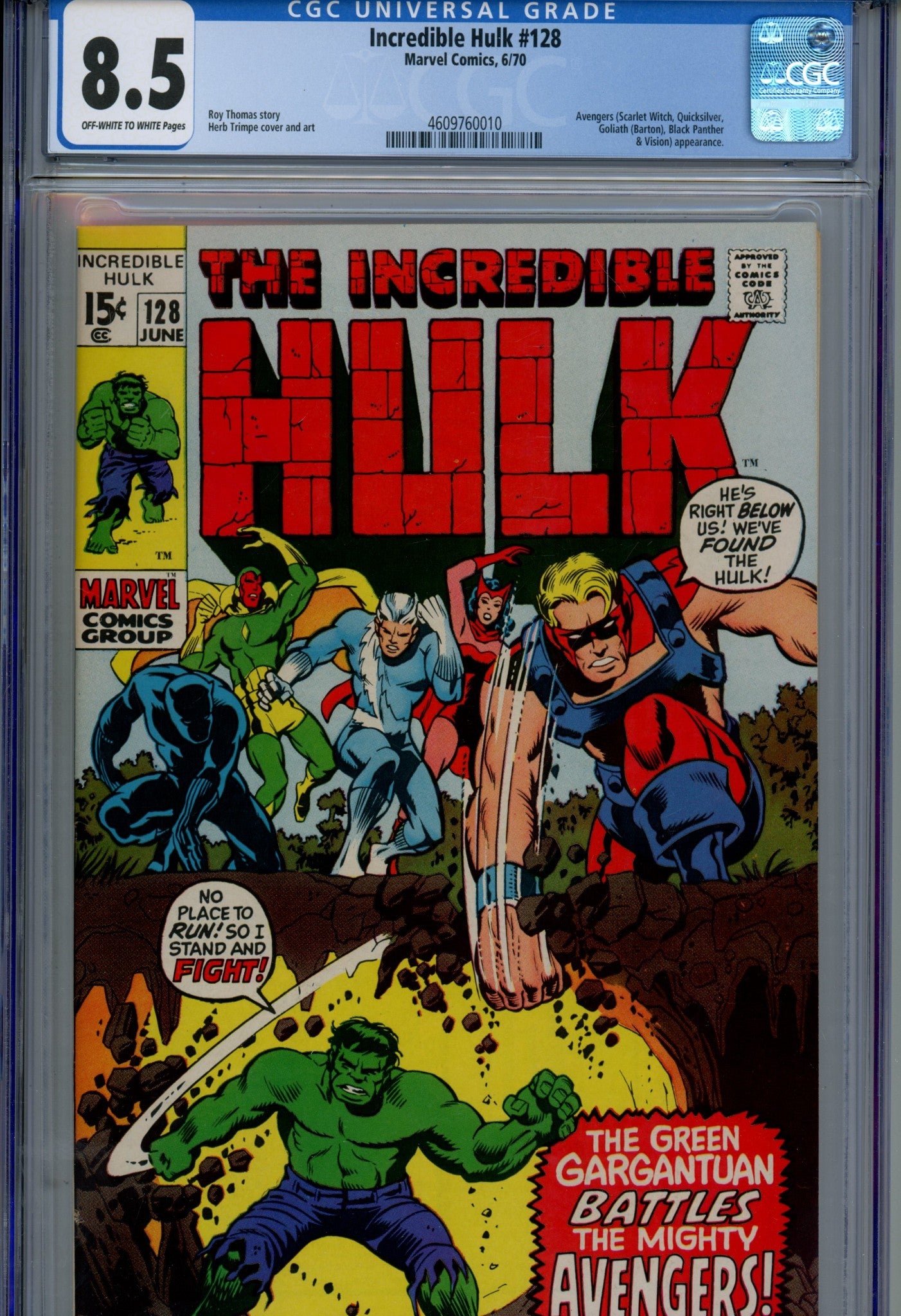 The Incredible Hulk Vol 1 128 CGC 8.5 (VF+) (1970) 