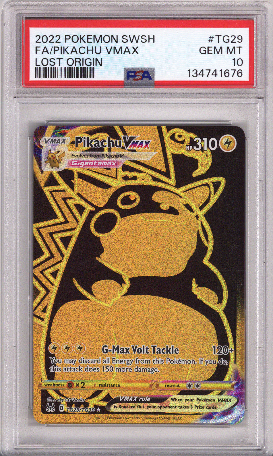 Pokemon Sword & Shield Lost Origin Full Art/Pikachu Vmax PSA Gem Mint 10 (2022)
