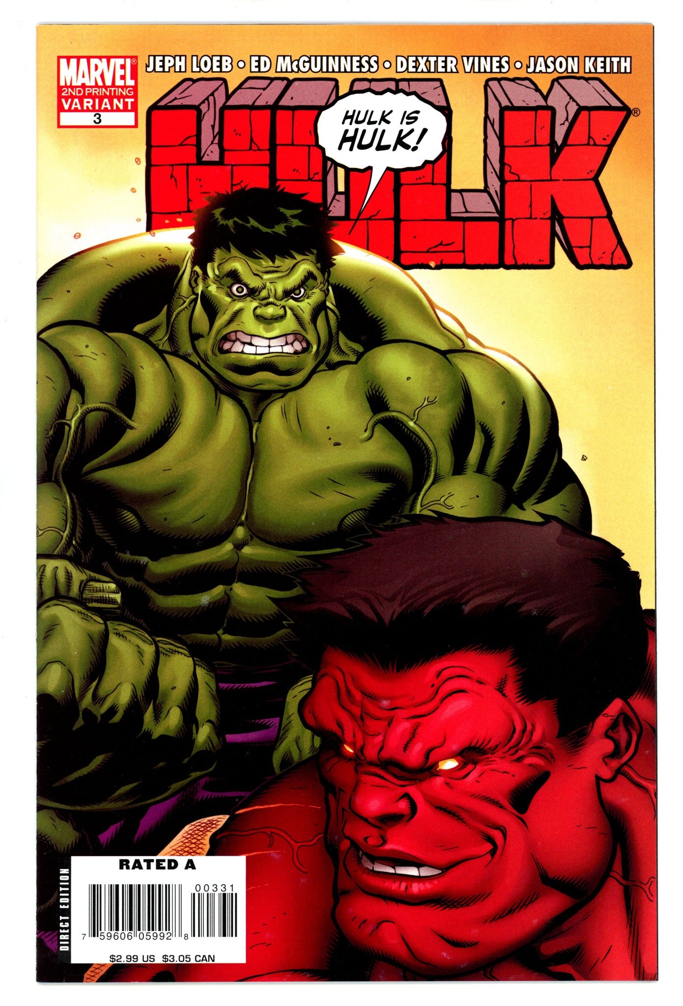 Hulk Vol 2 3 VF+ (8.5) (2008) 2nd Print 