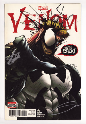 Venom Vol 3 6 VF- (7.5) Sticker on Back Cvr (2017) Signed x2 Cover Stan Lee & Gerardo Sandoval