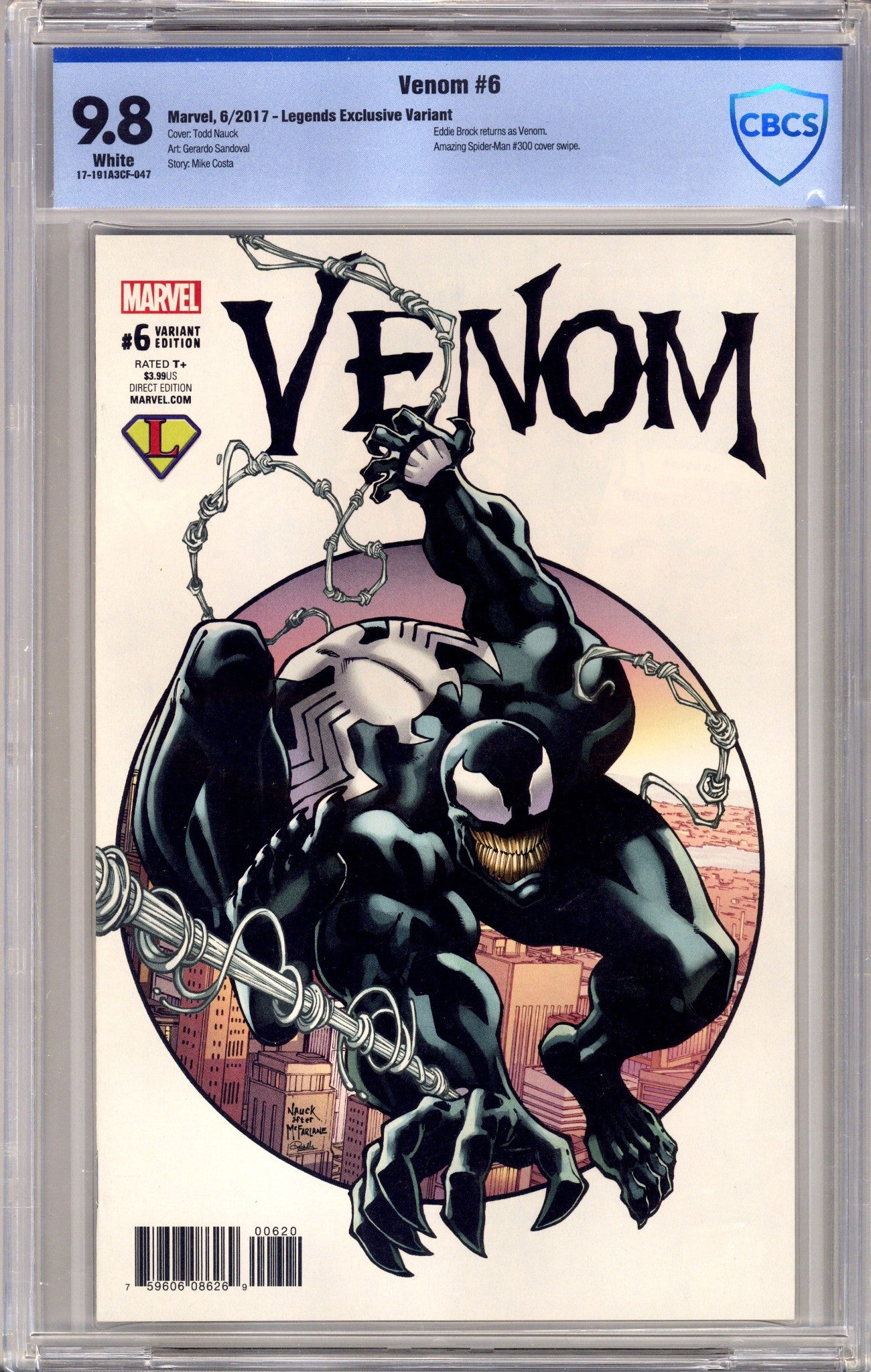 Venom Vol 3 6 CBCS 9.8 (NM/M) (2017) Nauck Homage Exclusive Variant