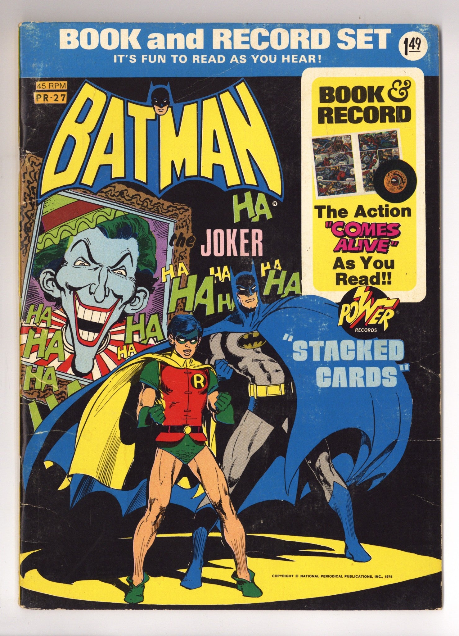 Batman: (Stacked Cards) [Book and Record Set] PR27 VG- (3.5) With Record (1975) 