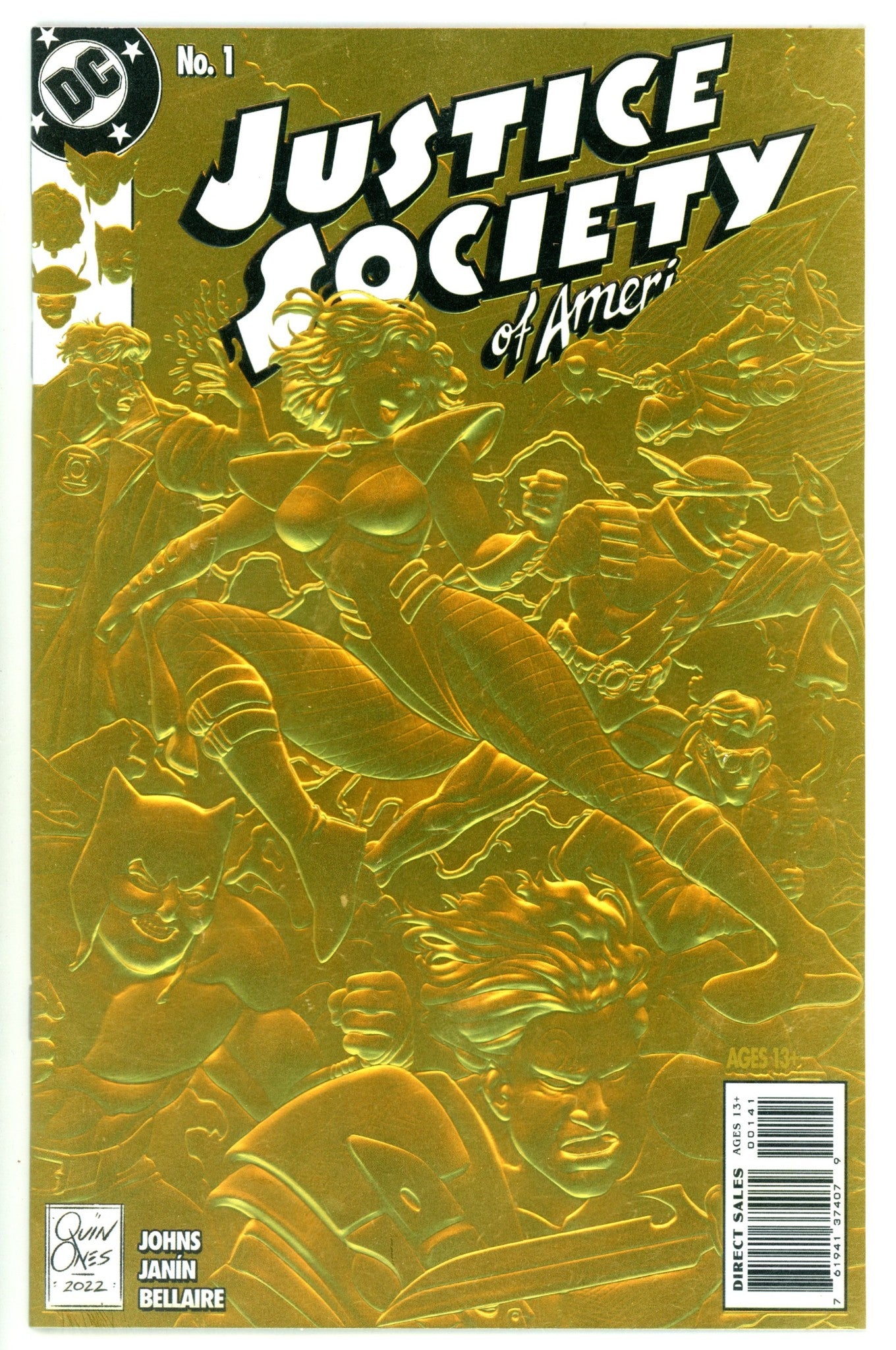Justice Society of America Vol 4 1 High Grade Joe Quinones 90's Rewind Foil (2023) Variant 