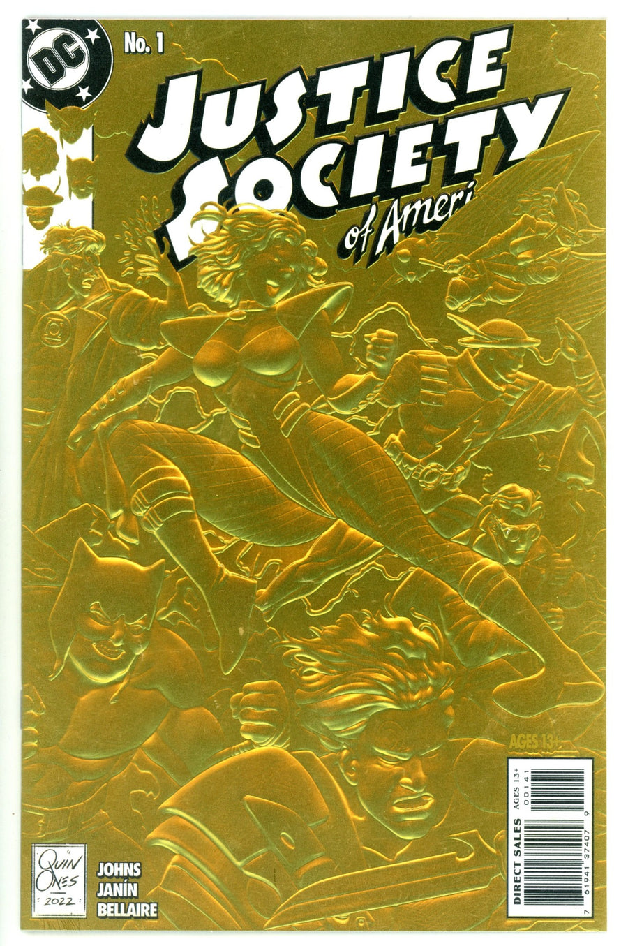 Justice Society of America Vol 4 1 High Grade Joe Quinones 90's Rewind Foil (2023) Variant 