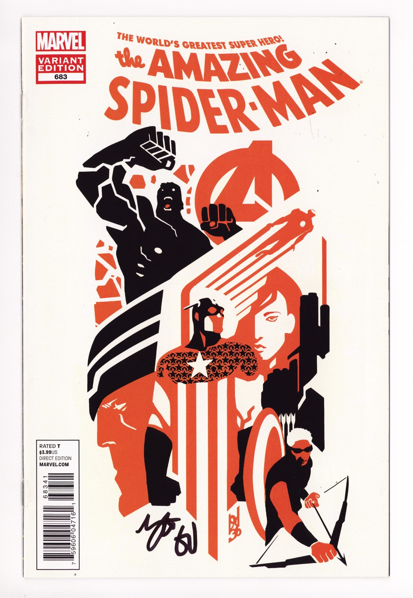 The Amazing Spider-Man Vol 2 683 VF/NM (9.0) (2012) Mundo Incentive Variant Signed x1 Cover Mike Del Mundo 