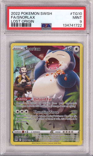 Pokemon Sword & Shield Lost Origin Full Art/Snorlax PSA Mint 9 (2022)
